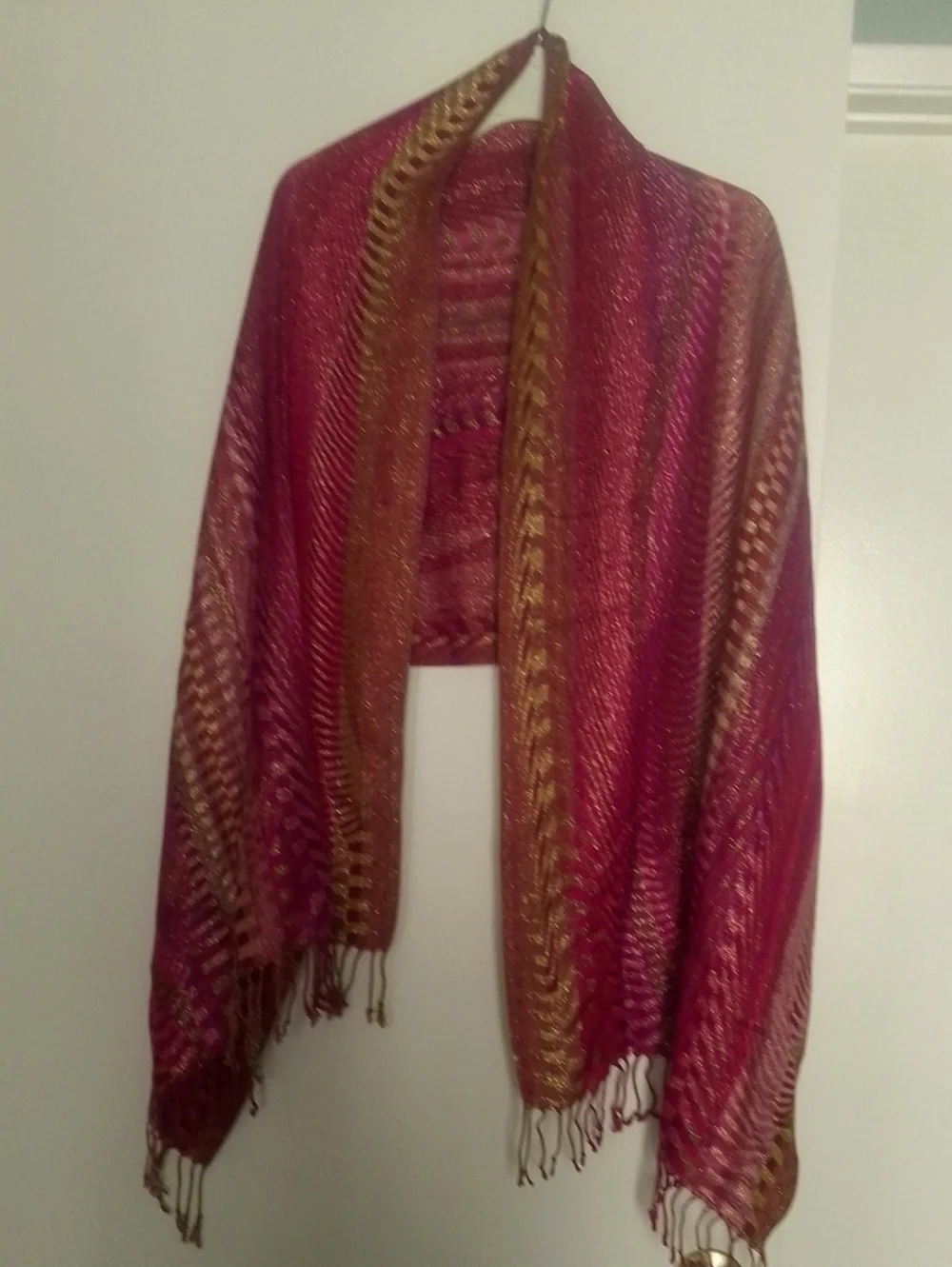 Luxury Pink & Gold Woven Shawl Wrap